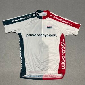 Voler Cycling Jersey Mens Medium White 3/4 Zip Powered by Cisco Systems USA Made